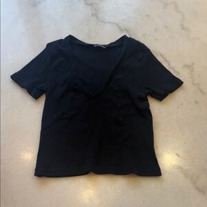Brandy Melville Deep V-Neck Black Tee